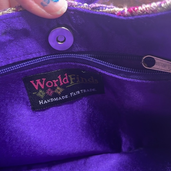 Maximalist Purple Paisley Beaded Handbag by World Finds Fair Trade and Handmade - Picture 4 of 8